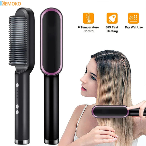 New Hair Straightener Professional Quick Heated Electric Hot Comb Hair Mini Comb Personal Care Multifunctional Hairstyle Brush