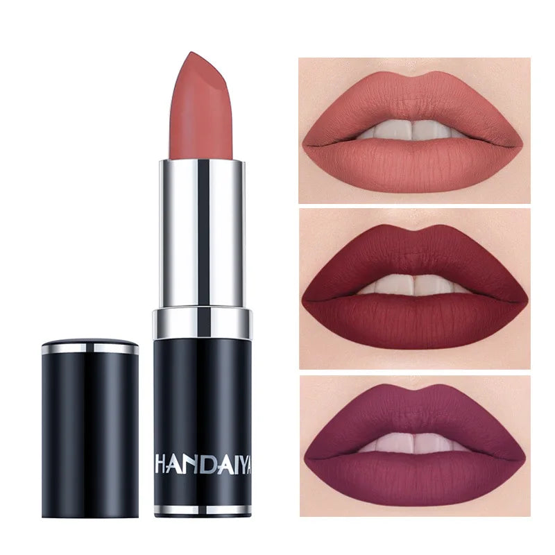 HANDAIYAN 12 Color Matte Lipstick Waterproof Moisturize Velvet Sexy Lip Gloss Popular Color Hot Selling Fashion Beauty Lipstick