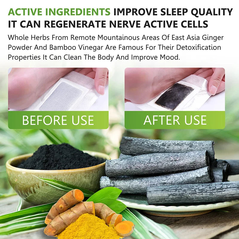 Wormwood Bamboo Charcoal Foot Patch Detoxify Toxins Relieve Stress Foot Sticker Patchemove Moisture Promote Metabolism Feet Care