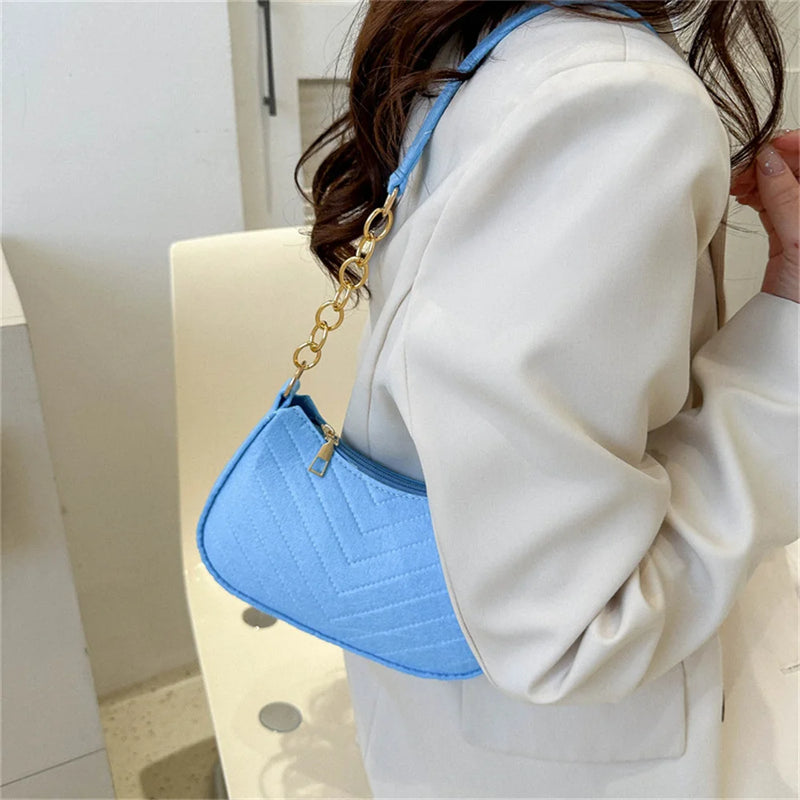 2023 Fashion Women Retro Underarm Bag Felt Solid Color Shoulder Bag Casual Purse Dumpling Bag Simple Fashion Crossbody Bag