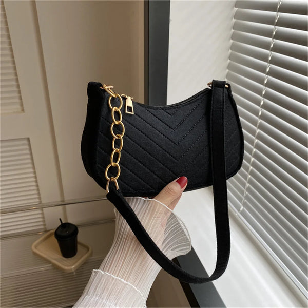 2023 Fashion Women Retro Underarm Bag Felt Solid Color Shoulder Bag Casual Purse Dumpling Bag Simple Fashion Crossbody Bag