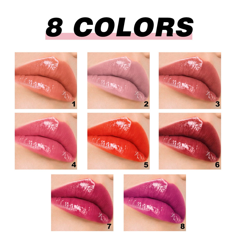 HANDAIYAN 8 Color Lipstick Lasting Moisturize Shiny Texture Brighten Lip Color Waterproof Pressing Lipstick New Fashion Cosmetic