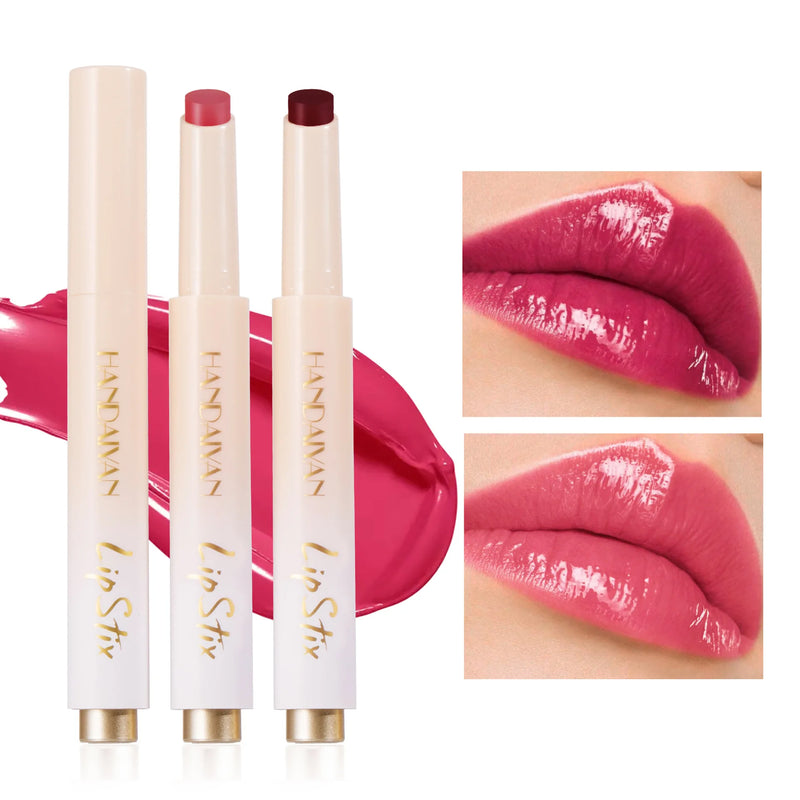 HANDAIYAN 8 Color Lipstick Lasting Moisturize Shiny Texture Brighten Lip Color Waterproof Pressing Lipstick New Fashion Cosmetic